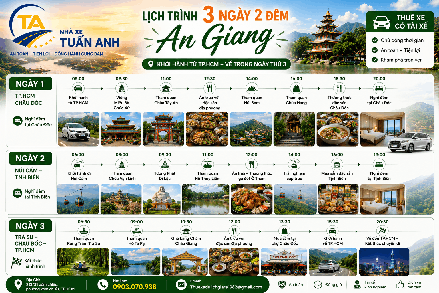 Thuê Xe Đi An Giang Có Tài Xế Giá Rẻ, Xe 4–45 Chỗ Uy Tín | Tuấn Anh Travel