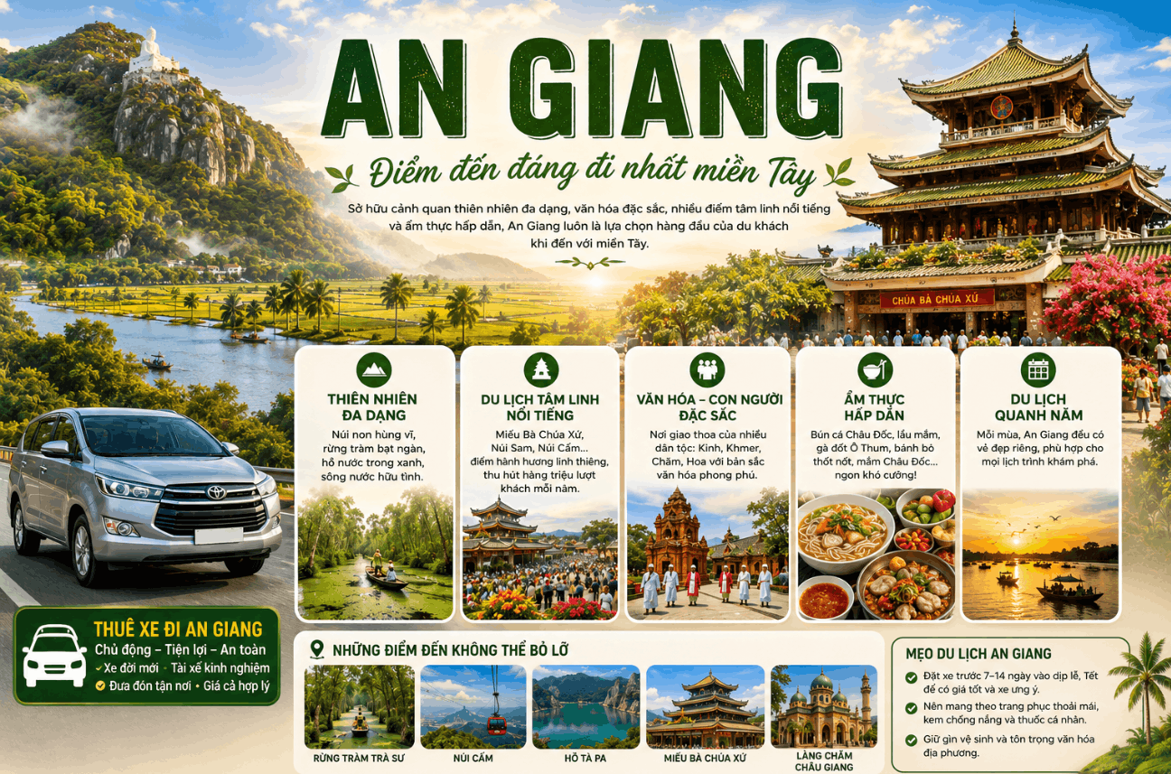 Thuê Xe Đi An Giang Có Tài Xế Giá Rẻ, Xe 4–45 Chỗ Uy Tín | Tuấn Anh Travel