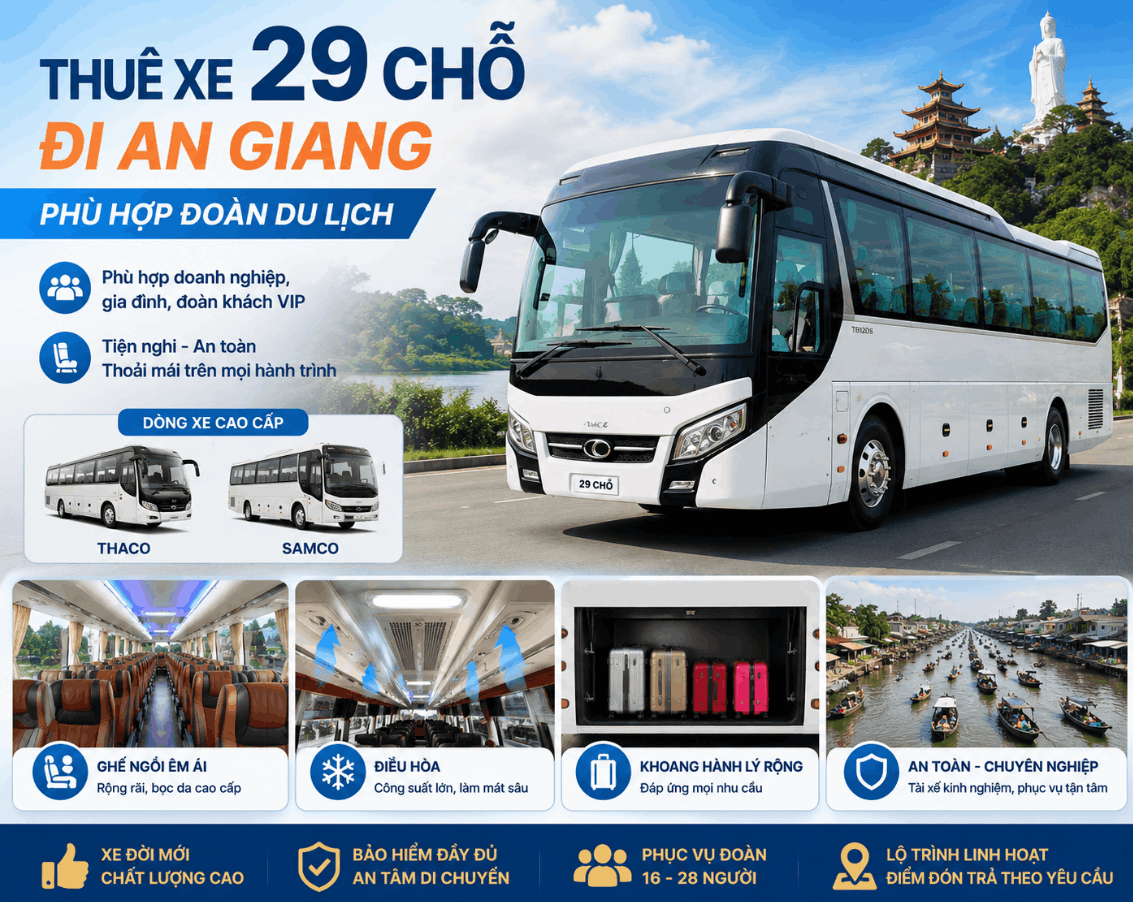 Thuê Xe Đi An Giang Có Tài Xế Giá Rẻ, Xe 4–45 Chỗ Uy Tín | Tuấn Anh Travel